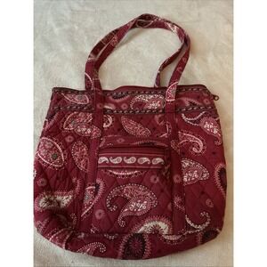Very Bradley Mesa Red Paisley Tote Handbag Or‎ Purse Retired